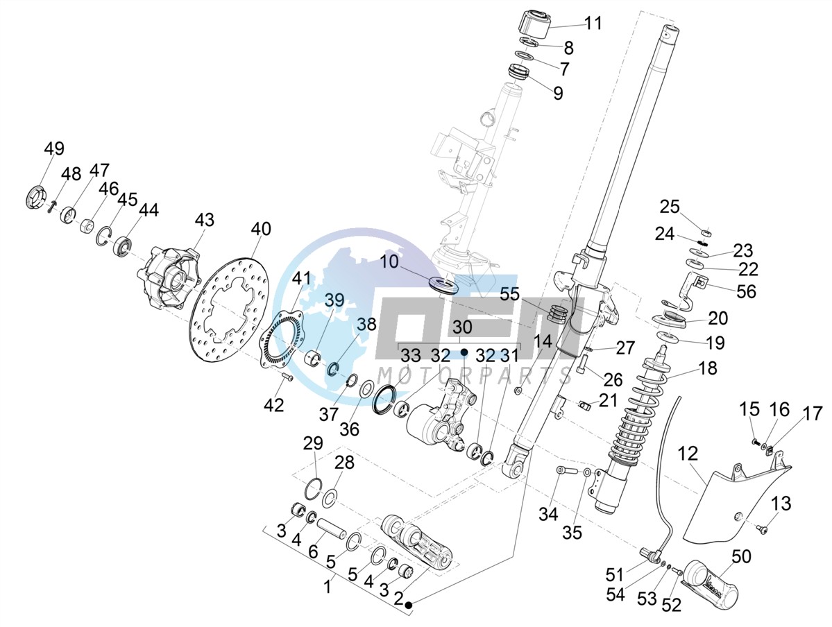 Fork/steering tube - Steering bearing unit