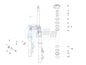 X10 350 4t 4v ie e3 drawing Fork steering tube - Steering bearing unit