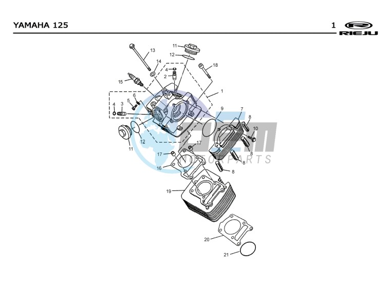 CYLINDER HEAD - CYLINDER  Yamaha 125 4T EURO2