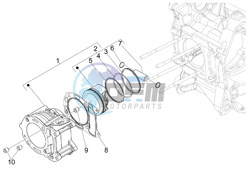 Cylinder-piston-wrist pin unit