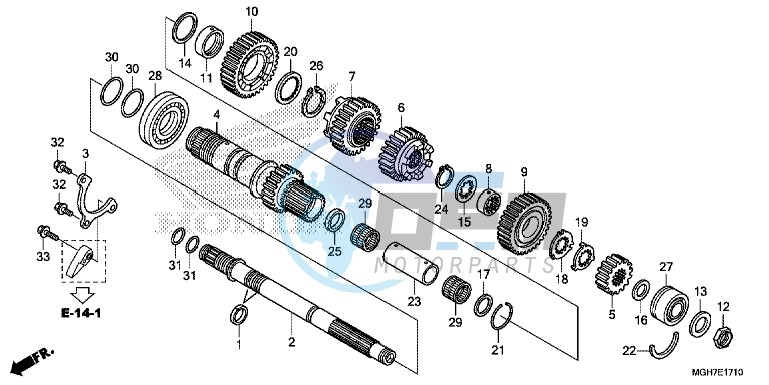 TRANSMISSION (VFR1200XD/ XDA/ XDL/ XDS) (MAINSHAFT)