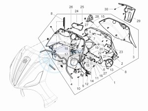 Beverly 300 RST 4T 4V ie E3 drawing Front glove-box - Knee-guard panel