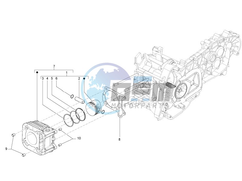 Cylinder-piston-wrist pin unit