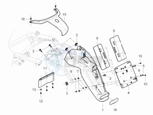 Beverly 350 4t 4v ie e3 Sport Touring drawing Rear cover - Splash guard