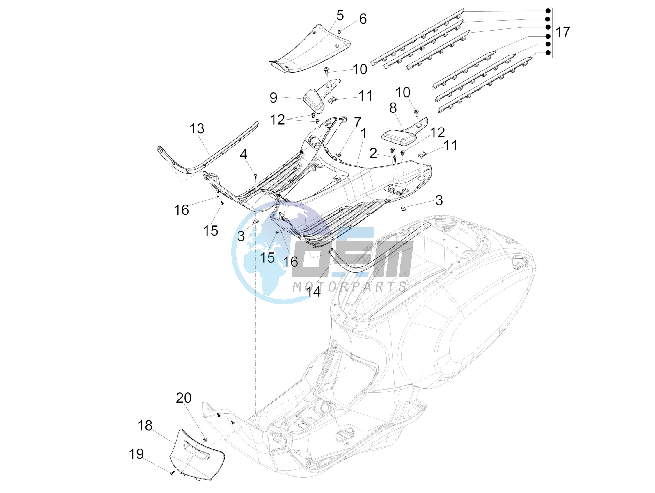 Central cover - Footrests