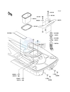 JET SKI 900 STX JT900E6F FR drawing Hull Rear Fittings