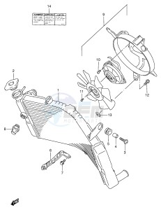 GSX-R750 (E2) drawing RADIATOR (MODEL T V)