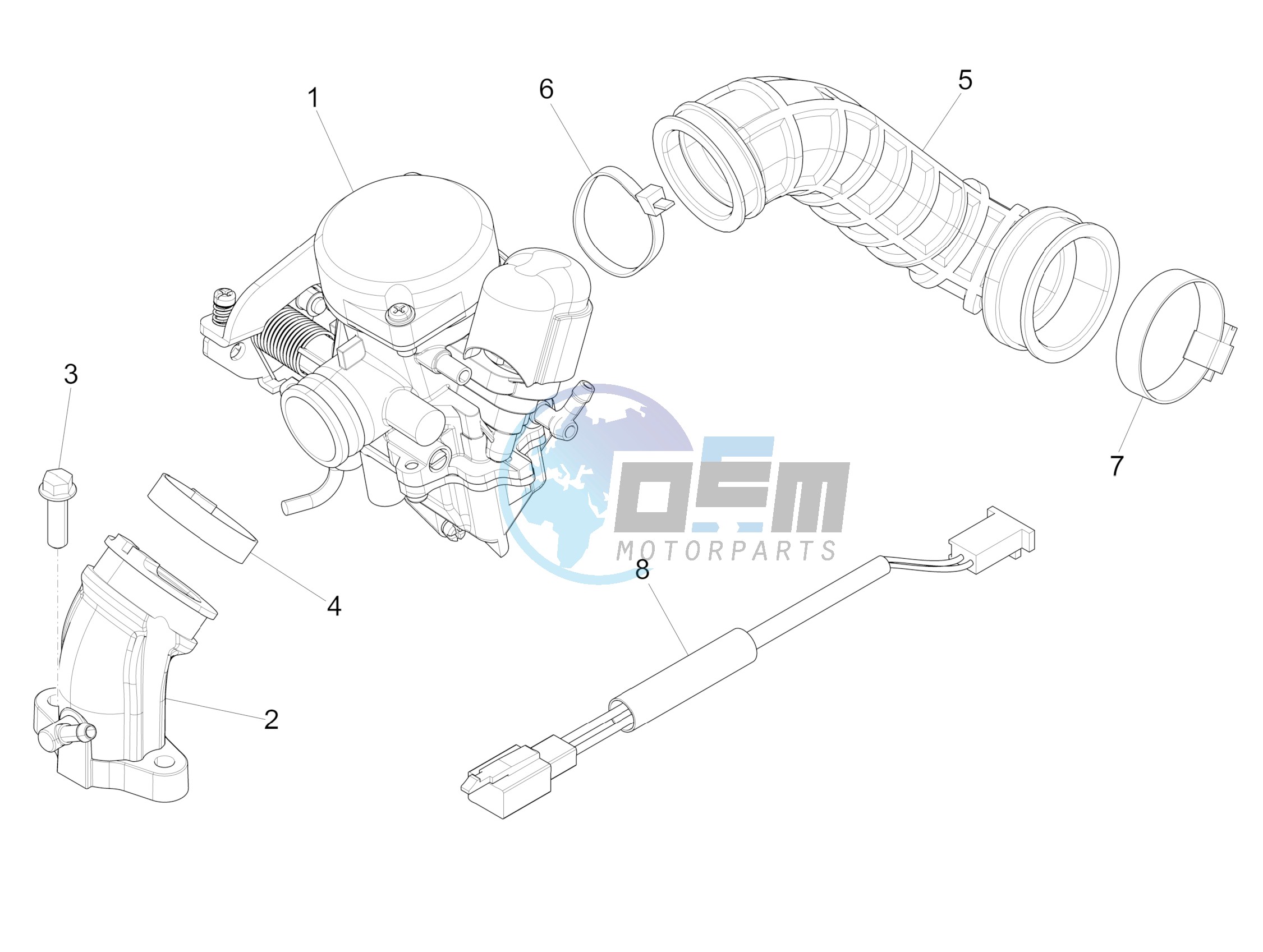 Carburettor, assembly - Union pipe