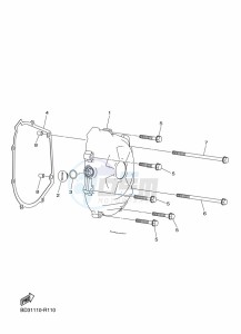 YFM90R (BD3J) drawing CRANKCASE COVER 1