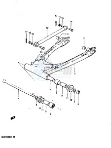 GSX1100 (Z-D) drawing REAR SWINGING ARM (GSX1100EZ ED EXD ESD)