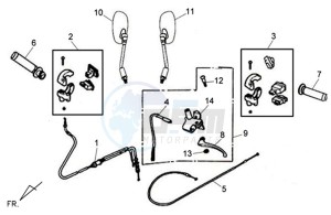 ALLO 50 45KMH drawing MIRRORS / CABLES / BRAKE LEVER