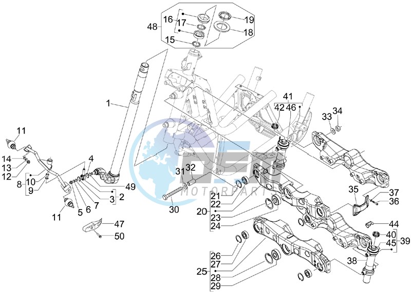 Fork steering tube - Steering bearing unit