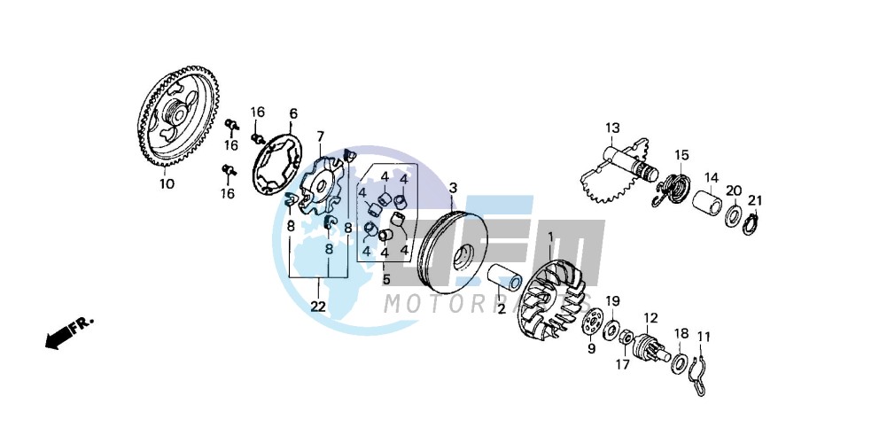 DRIVE FACE/ KICK STARTER SPINDLE