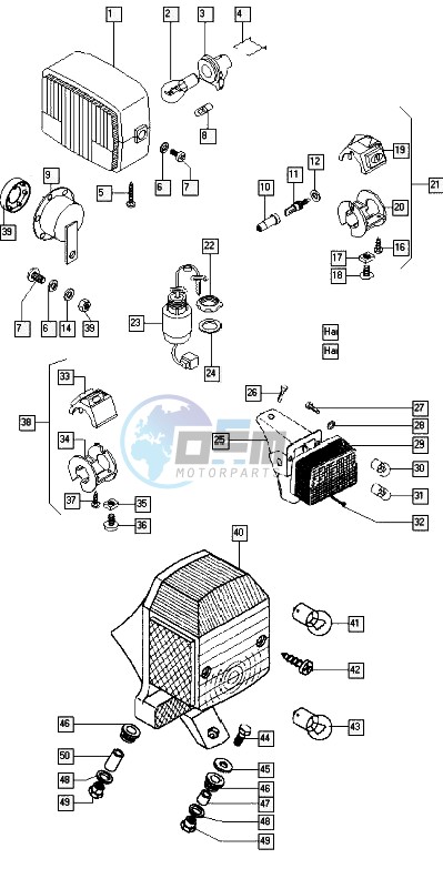 Head lamp-rear lamp