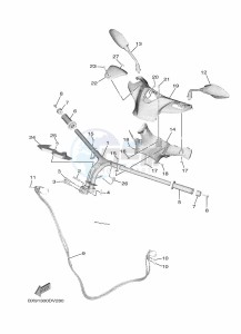 MWD300 TRICITY 300 (BED2) drawing STEERING HANDLE & CABLE