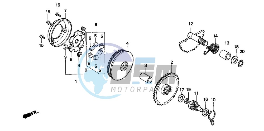 DRIVE FACE/ KICK STARTER SPINDLE