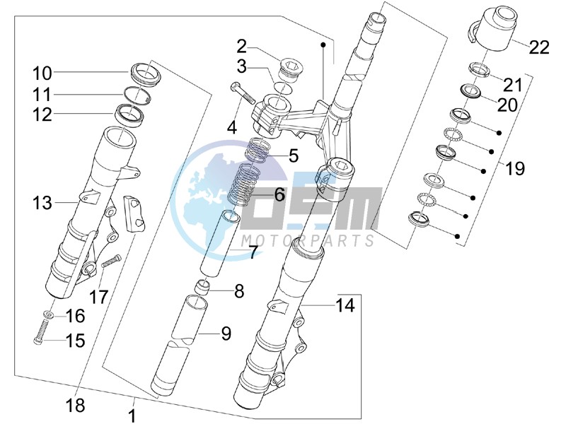 Fork steering tube - Steering bearing unit