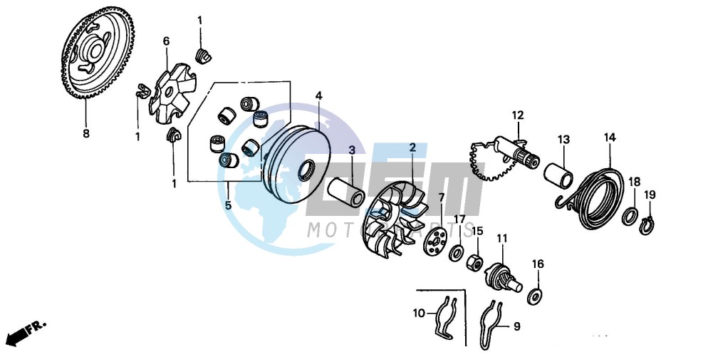 DRIVE FACE/ KICK STARTER SPINDLE