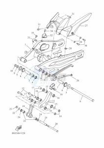 XSR700 MTM690-U (B9J3) drawing REAR ARM