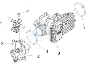 GT 250 ie 60 deg USA drawing Throttle body - Injector - Union pipe