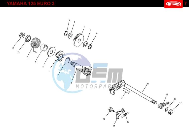 KICKSTART SHAFT  Yamaha 125 EURO-3