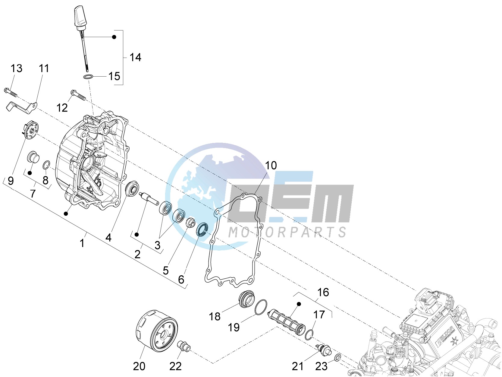 Flywheel magneto cover - Oil filter