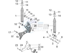 GTS 250 UK drawing Rear suspension - Shock absorber - s