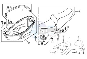 JOYRIDE 125 drawing BUDDYSEAT - HELMET BOX