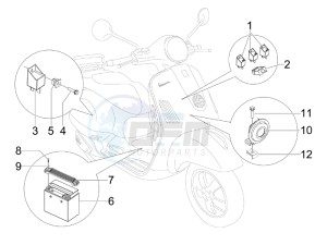 GTS 300 ie Super Sport drawing Control switches - Battery - Horn