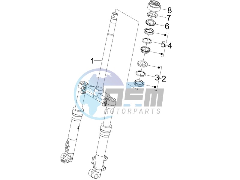 Fork steering tube - Steering bearing unit