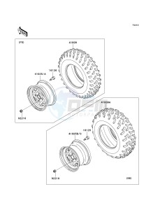 KVF 650 F [BRUTE FORCE 650 4X4I] (F6F-F9F ) F8F drawing WHEELS_TIRES