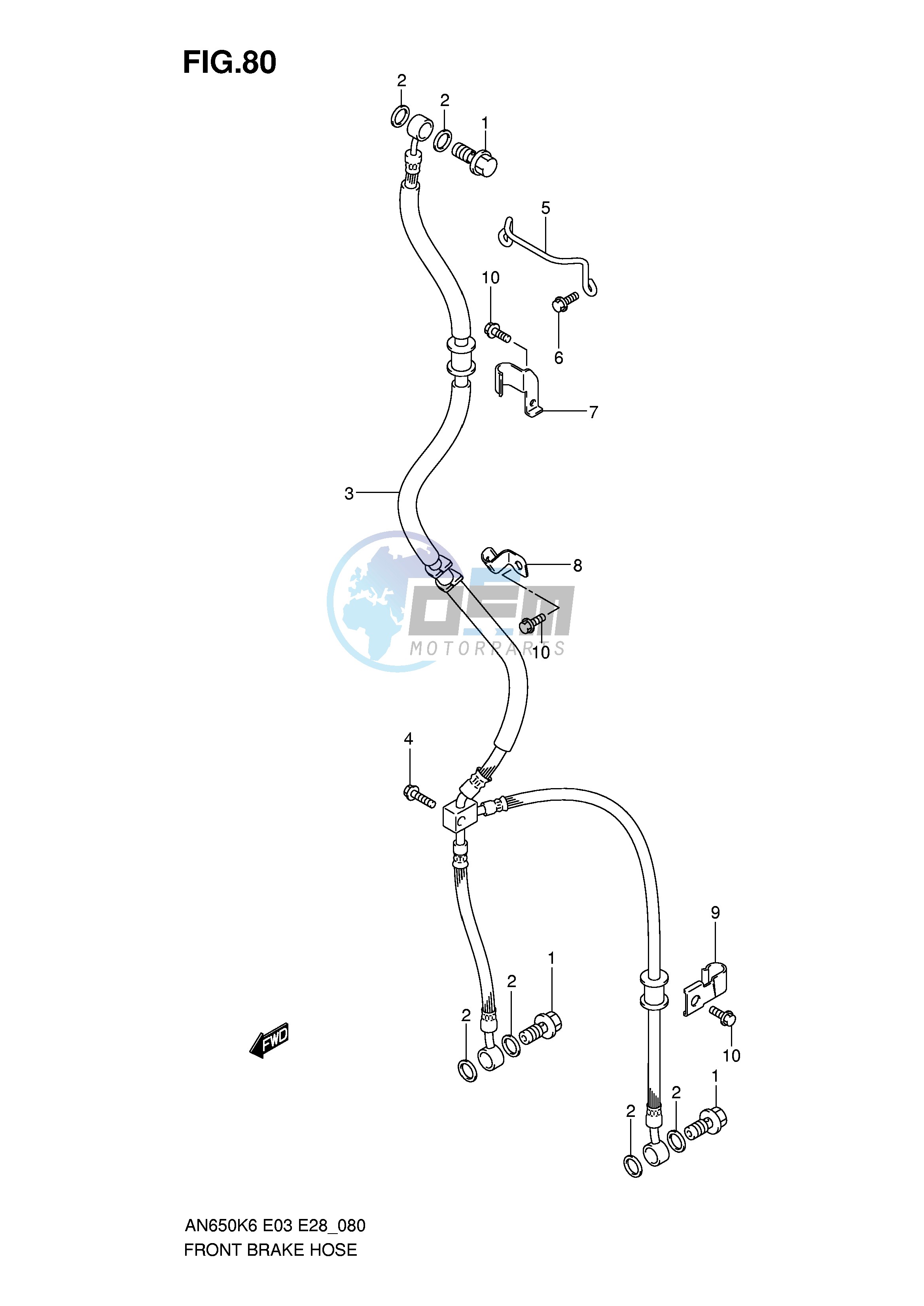 FRONT BRAKE HOSE (AN650K6 K7 K8 K9 L0)