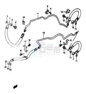 GSF1200A (E18) drawing FRONT BRAKE PIPE (GSF1200SAV SAW SAX SAY)