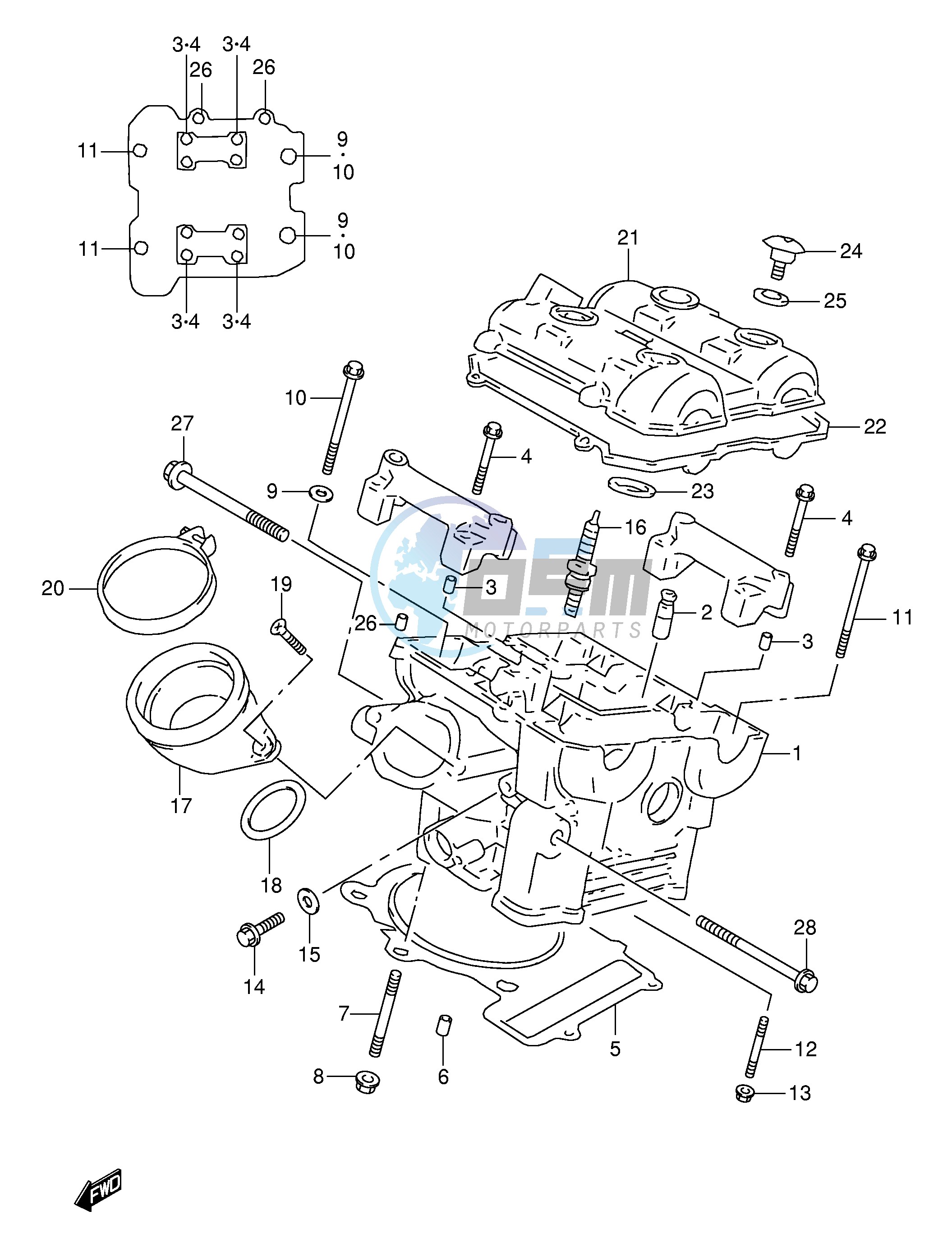 REAR CYLINDER HEAD (MODEL V)