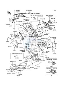 ZZR1400_ABS ZX1400FCF FR GB XX (EU ME A(FRICA) drawing Cowling(Center)