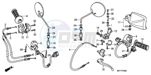 XL700VAB TRANSALP E drawing HANDLE LEVER/SWITCH/CABLE