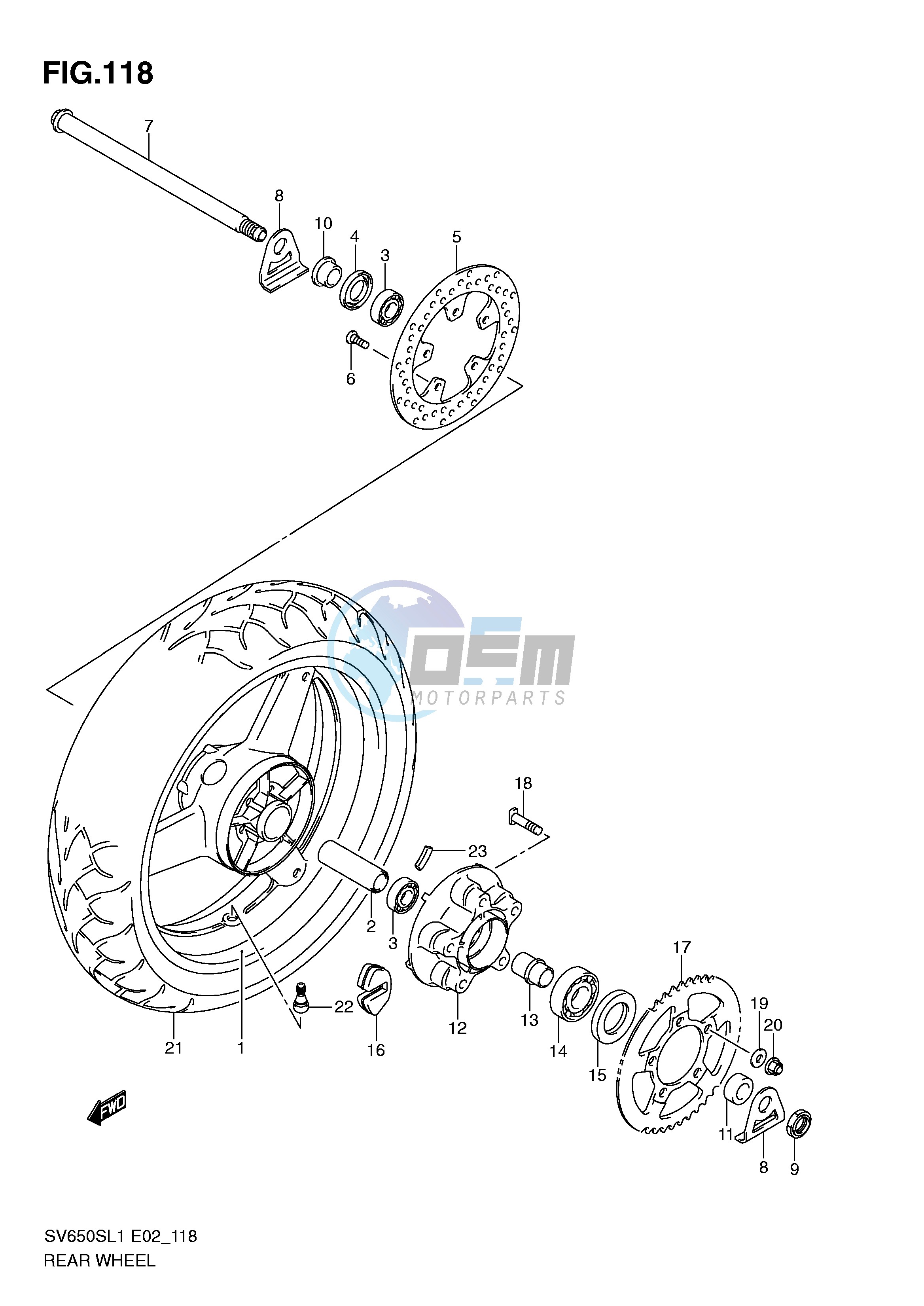 REAR WHEEL (SV650SL1 E2)