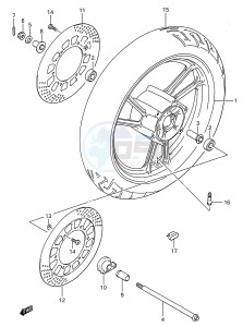 GSX600F (E28) Katana drawing FRONT WHEEL (MODEL J)