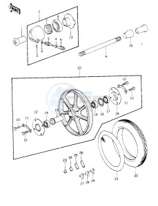 KZ 1000 B [KZ1000 LTD] (B1-B2) [KZ1000 LTD] drawing FRONT WHEEL_TIRE_HUB -- 77-78 B1_B2- -