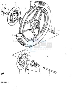 GSX1100 (Z-D) drawing FRONT WHEEL (GSX1100ED EXD ESD)