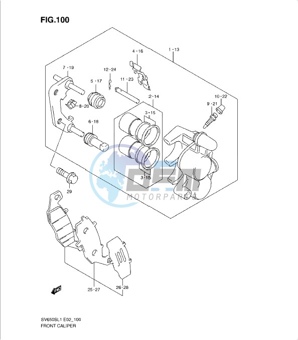 FRONT CALIPER (SV650SAL1 E24)