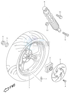 AY50 (V-W-X-Y) katana drawing REAR WHEEL (model AY50W WR Y)