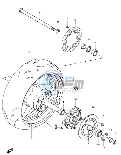 REAR WHEEL (GSX1300BKK8/U2K8/K9/UFK9/L0/UFL0)