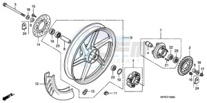 CBR125RWA France - (F / BLA CMF) drawing REAR WHEEL