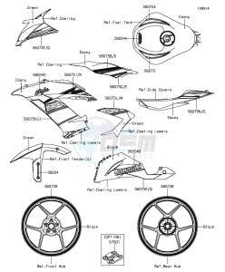 NINJA ZX-6R ABS ZX636FGFA GB XX (EU ME A(FRICA) drawing Decals(Green)