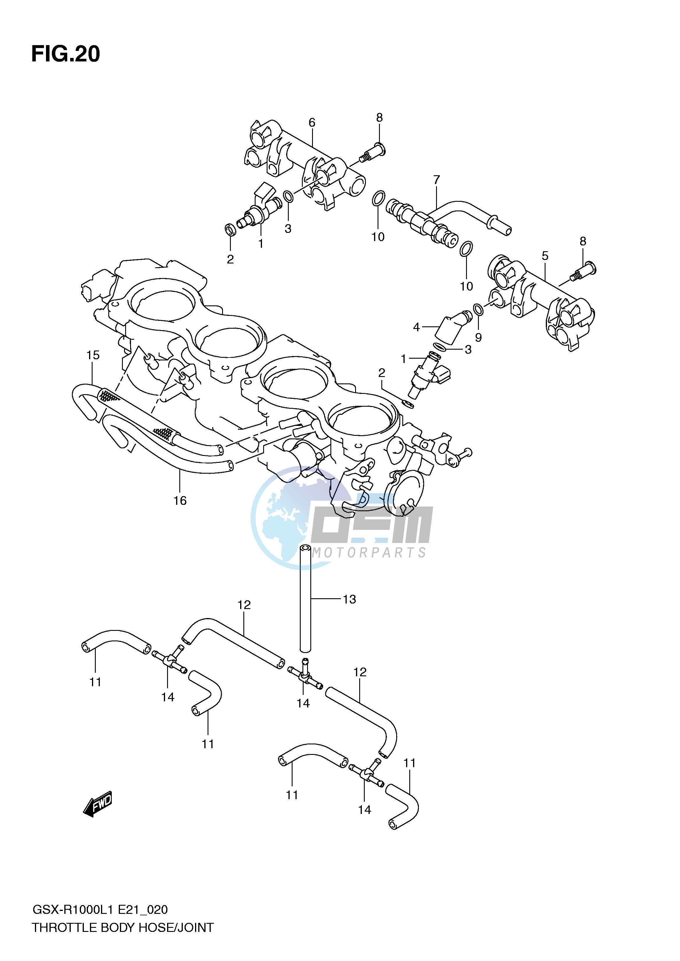 THROTTLE BODY HOSE JOINT (GSX-R1000L1 E51)