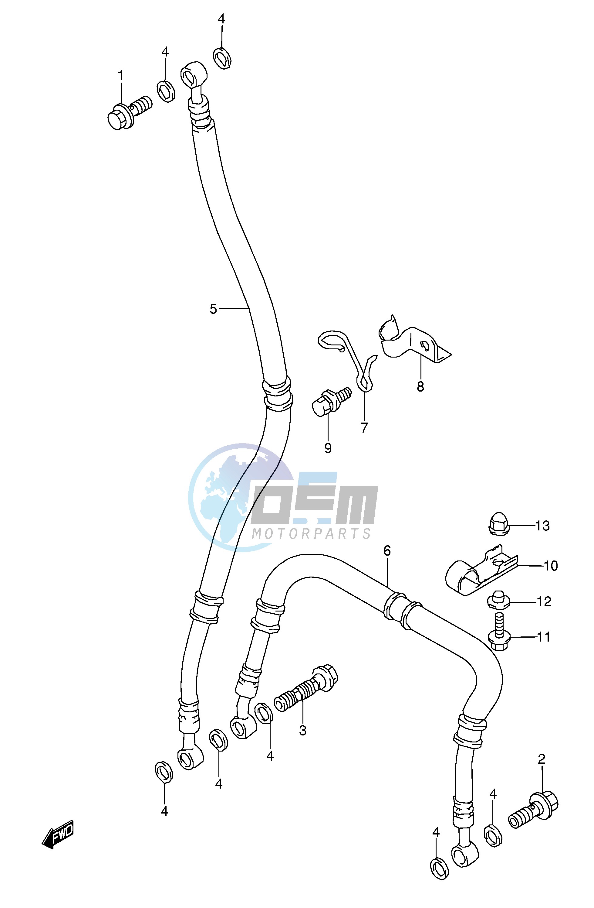 FRONT BRAKE HOSE (MODEL P R)