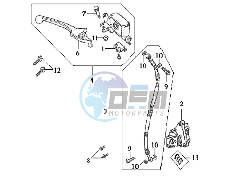 VOORBRAKE CALIPER / BRAKE LEVER /BRAKE LINES