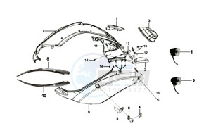 MIO 100 drawing FR PLATE / HEAD LIGHT / FOOTREST