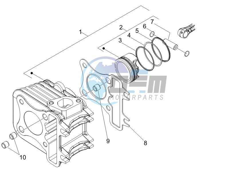 Cylinder - piston - wrist pin unit